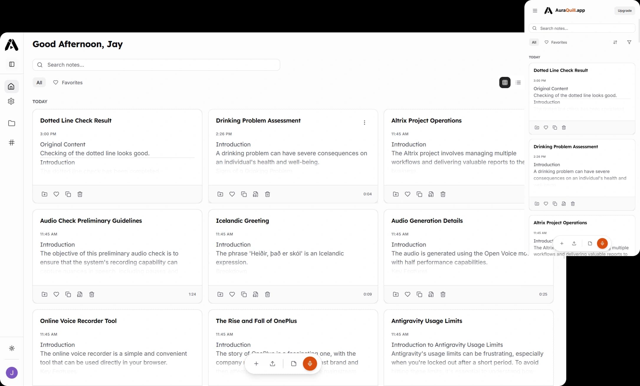 AuraQuill.app dashboard preview on desktop
